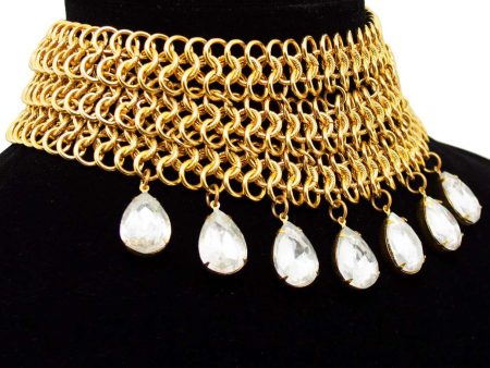 Chainmail Choker with Rhinestone Drops on Sale