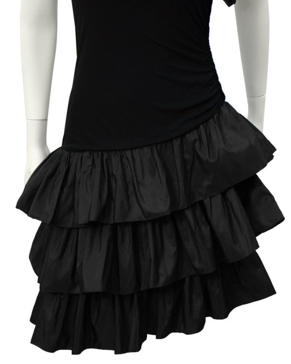 Black Ruffle One Shoulder Cocktail Cheap