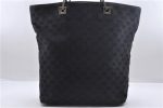 Authentic GUCCI Shoulder Tote Bag GG Canvas Leather 0021098 Black 2260D Online Hot Sale