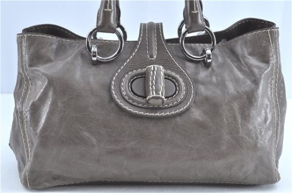 Authentic PRADA Leather Hand Tote Gray H9385 Online