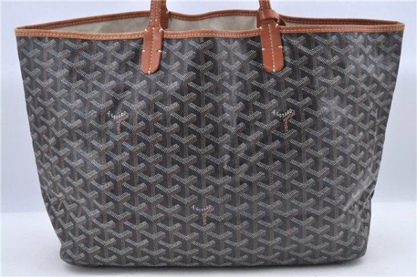 Auth Goyard Saint Louis PM Shoulder Tote Bag GG PVC Leather Black Brown H9473 Online