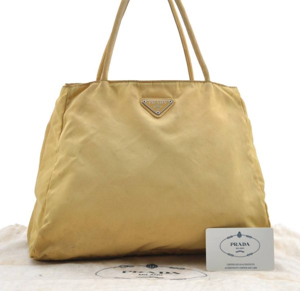 Authentic PRADA Tessuto City Nylon Tote Hand Bag B3864 Yellow 1770C Online Sale