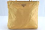 Authentic PRADA Nylon Shoulder Tote Bag Yellow G9942 on Sale