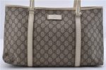 Authentic GUCCI Shoulder Tote Bag GG PVC Leather 114595 Brown Ivory 0887D Hot on Sale