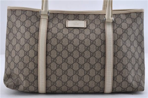 Authentic GUCCI Shoulder Tote Bag GG PVC Leather 114595 Brown Ivory 0887D Hot on Sale