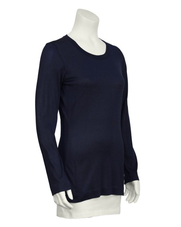 Navy Classic Long Sleeve Top Fashion