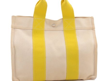 Authentic HERMES Bora Bora PM Tote Bag Canvas Ivory Yellow 1740C Online now