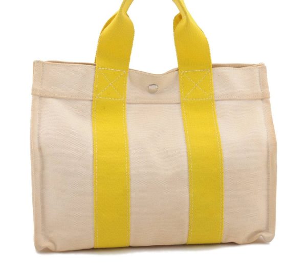 Authentic HERMES Bora Bora PM Tote Bag Canvas Ivory Yellow 1740C Online now