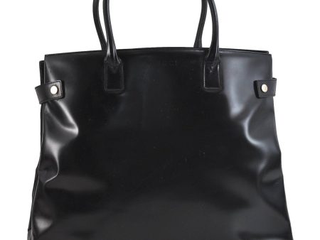 Authentic GUCCI Vintage Shoulder Tote Bag Leather Black Junk 1983D on Sale