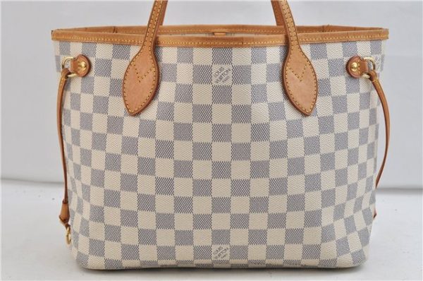 Authentic Louis Vuitton Damier Azur Neverfull PM Tote Bag N51110 LV 2200D Online now