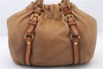 Authentic PRADA Leather 2Way Shoulder Hand Tote Bag Beige Brown 2147D Online Hot Sale