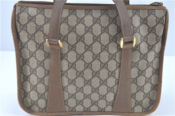 Authentic GUCCI Web Sherry Line Hand Bag Purse GG PVC Leather Brown Junk H9362 Online now