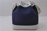 Auth BURBERRY Vintage Canvas Leather Shoulder Drawstring Bag Blue White 2163D Sale