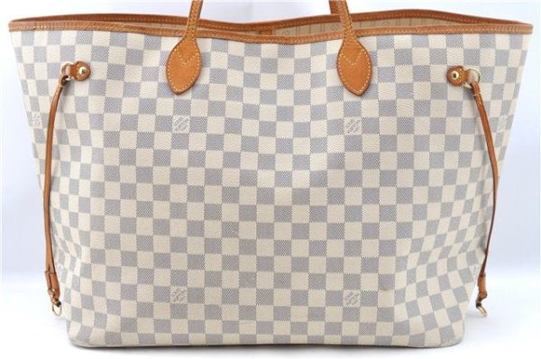 Authentic Louis Vuitton Damier Azur Neverfull GM N51108 Shoulder Tote Bag 1109D Sale