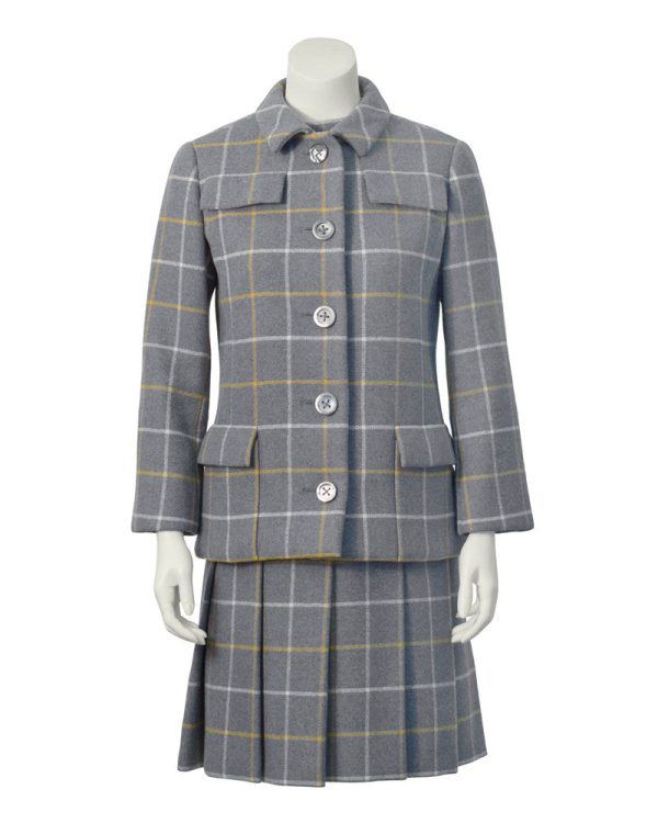 Grey Windowpane Dress and Jacket Set Sale