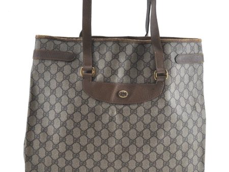 Authentic GUCCI Shoulder Tote Bag GG PVC Leather Brown H9441 Discount