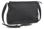 Authentic CELINE C Macadam Shoulder Cross Body Bag Canvas Leather Black H4703 For Sale