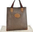 Auth GUCCI Web Sherry Line Micro GG Shoulder Hand Bag PVC Leather Brown H4117 Cheap