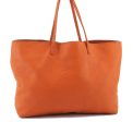 Authentic FENDI Selleria Shoulder Tote Bag Leather Orange 1061D on Sale