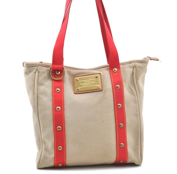 Authentic LOUIS VUITTON Antigua Cabas MM Tote Bag Beige Red M40035 LV G2876 Online Hot Sale