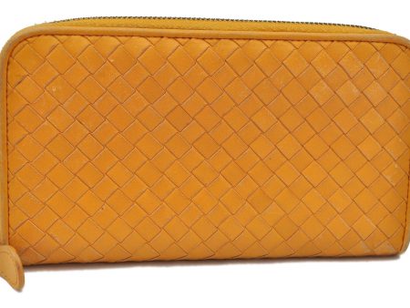 Authentic BOTTEGA VENETA Intrecciato Leather Long Wallet Purse Yellow H4211 Online Sale