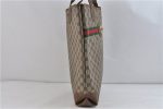 Authentic GUCCI Web Sherry Line Shoulder Tote Bag PVC Leather Brown 9708C Fashion