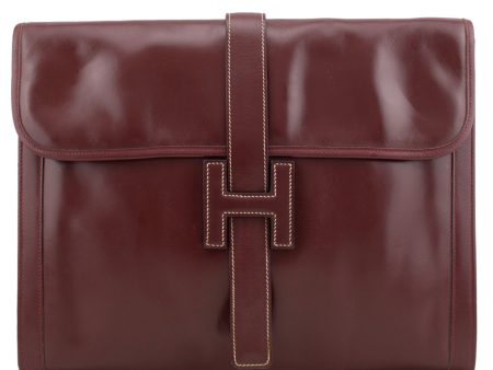 1975 Hermés Maroon Leather Jige Clutch For Sale