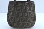 Authentic FENDI Zucca Shoulder Tote Bag Nylon Leather Brown H9646 Online