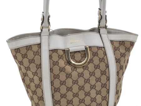 Authentic GUCCI Abbey Shoulder Tote Bag GG Canvas Leather 211983 Brown H5636 Hot on Sale