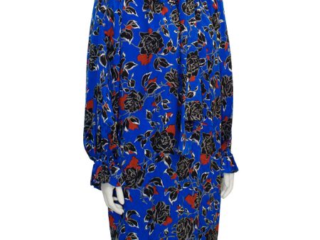 Blue Jacquard Silk Print Dress on Sale