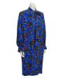 Blue Jacquard Silk Print Dress on Sale