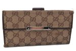 Authentic GUCCI Long Wallet Purse GG Canvas Leather 112715 Brown H4684 For Discount