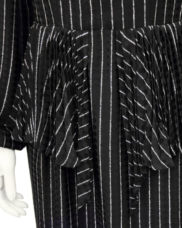 Black Silk Pinstriped Day Dress Online