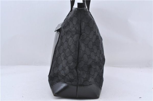 Authentic GUCCI Shoulder Tote Bag GG Canvas Leather 0190426 Black 1213D on Sale