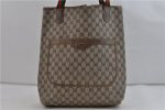 Authentic GUCCI Web Sherry Line Shoulder Tote Bag GG PVC Leather Brown 2110D Online