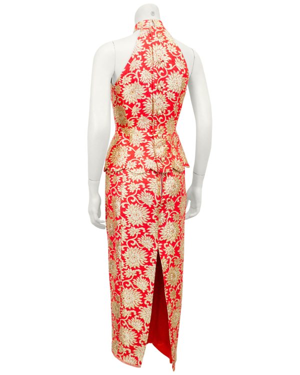 Orange and Gold Brocade Ensemble Hot on Sale