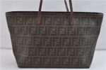 Authentic FENDI Zucca Shoulder Tote Bag PVC Brown 1710D Hot on Sale