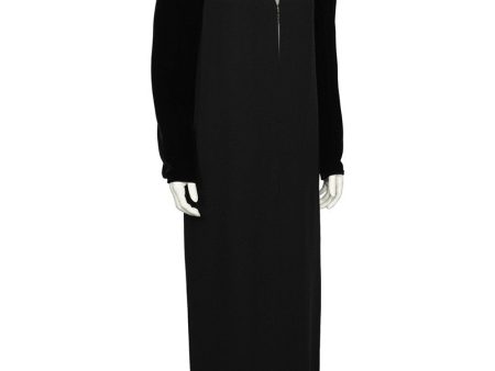 Black Velvet and Crepe Gown Online Hot Sale