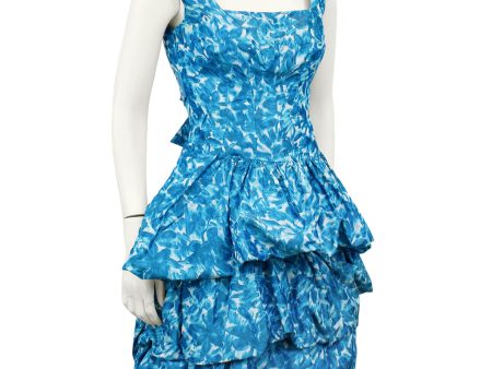 Blue Silk Taffeta Cocktail Dress and Opera Coat Ensemble For Discount