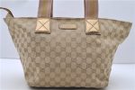 Authentic GUCCI Shoulder Tote Bag GG Canvas Leather 131230 Beige Gold 2272D For Discount