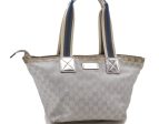 Authentic GUCCI Shoulder Tote Bag Purse GG Canvas Leather 131230 Silver 2079D Sale