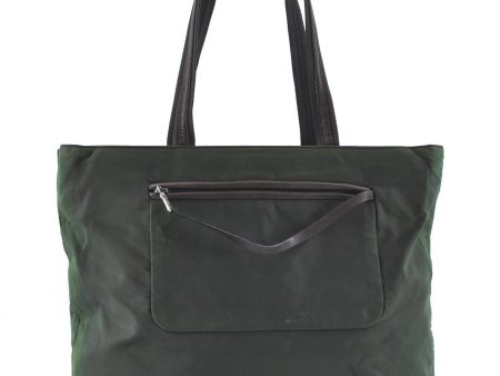 Authentic PRADA Nylon Leather Shoulder Tote Bag Khaki Green 9238B Online Hot Sale