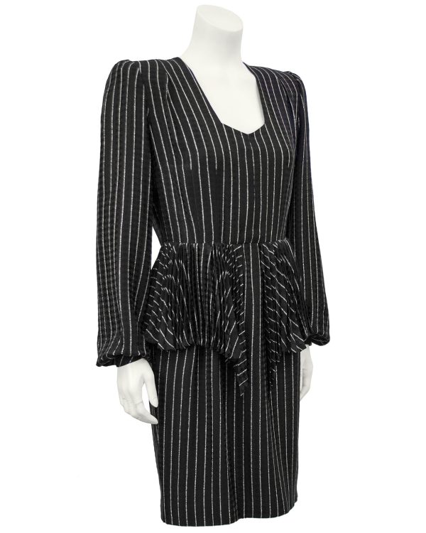 Black Silk Pinstriped Day Dress Online