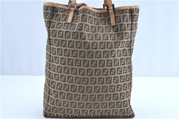 Authentic FENDI Zucchino Hand Tote Bag Canvas Leather Brown H9007 Online