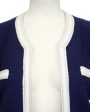 Navy Blue and White Knit Skirt Suit For Sale