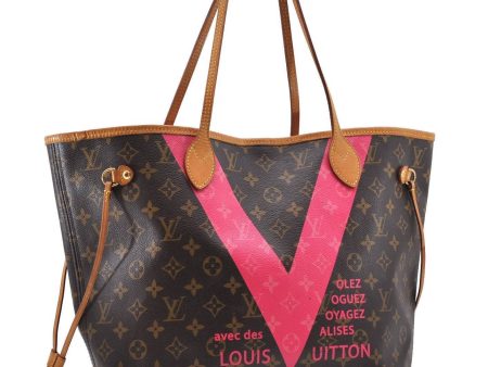 Auth LOUIS VUITTON Monogram V Neverfull MM Grenade Pink Tote Bag M41602 LV 9133B Sale