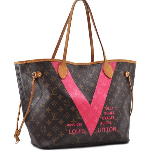 Auth LOUIS VUITTON Monogram V Neverfull MM Grenade Pink Tote Bag M41602 LV 9133B Sale