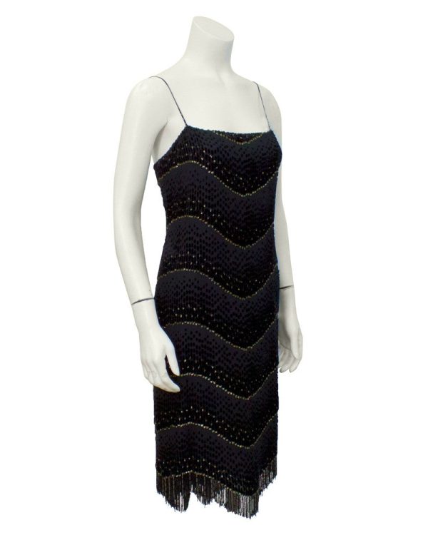 Black and Gold Shimmy Cocktail Dress Hot on Sale