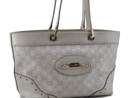 Authentic GUCCI Guccissima GG Leather Shoulder Tote Bag 145993 White 0848D Supply