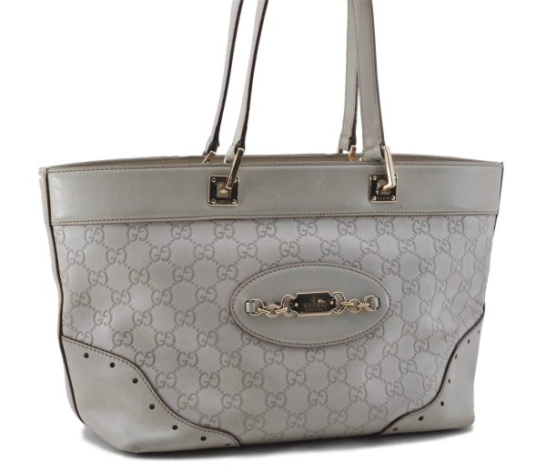 Authentic GUCCI Guccissima GG Leather Shoulder Tote Bag 145993 White 0848D Supply